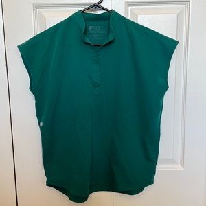 Figs Rafaela Oversized Scrub Top in Hunter Green, XXS